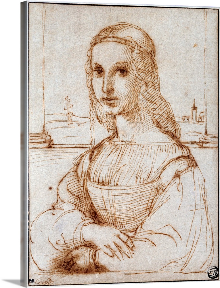 Portrait of a Florentine noblewoman, also called Young woman on a balcony - Pen and ink sketch by Raffaello Sanzio better ...