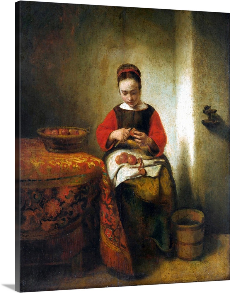 Young Woman Peeling Apples By Nicolaes Maes