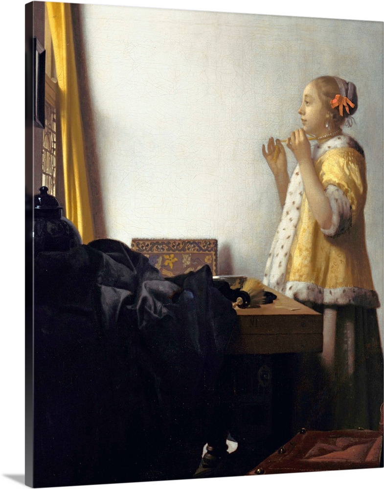 Jan Vermeer Van Delft Young Woman With A Pearl Necklace Large Canvas Art Print 