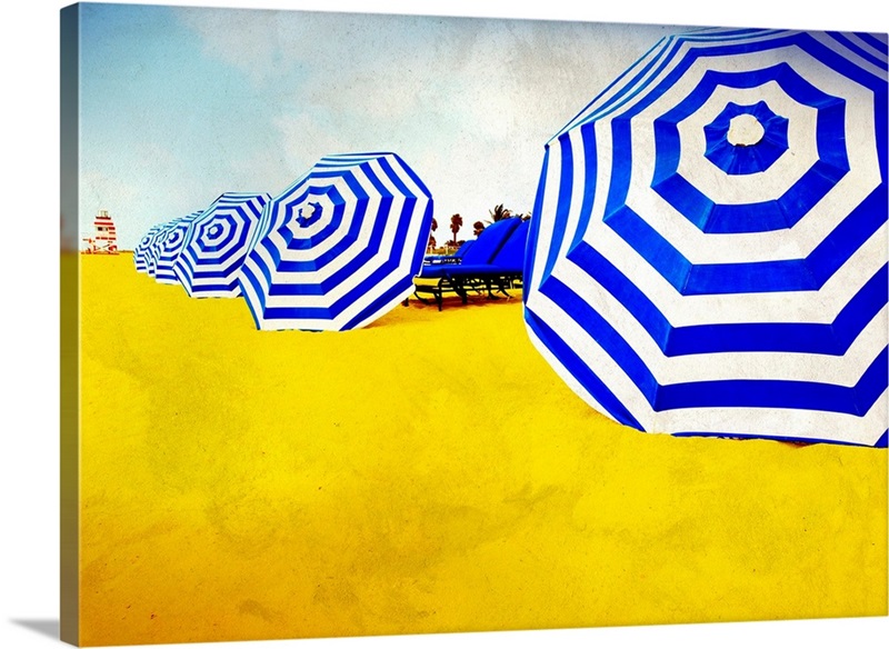 Beach Umbrellas Blue Wall Art, Canvas Prints, Framed Prints, Wall Peels