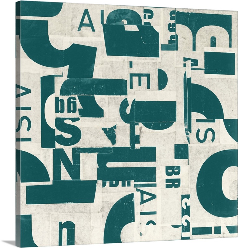 Collaged Letters Dark Green C | Great Big Canvas
