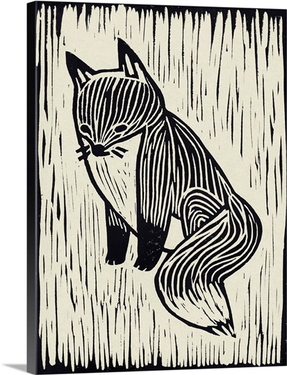 Fox Linocut Photo Canvas Print | Great Big Canvas