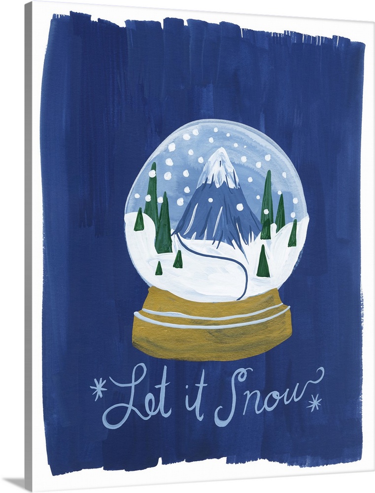 Charming illustration of a snowglobe with a winter scene.