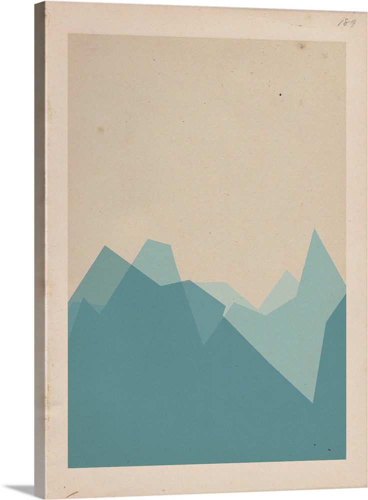 A mountain landscape made of simple solid shapes.