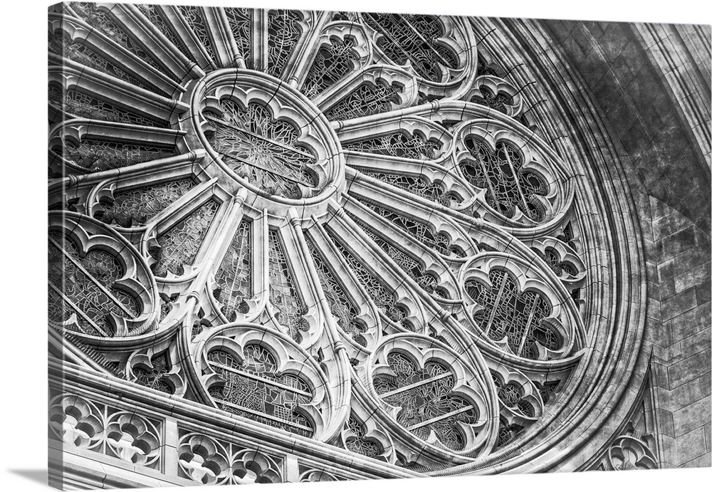 A fine art photograph of the rose window of a cathedral.