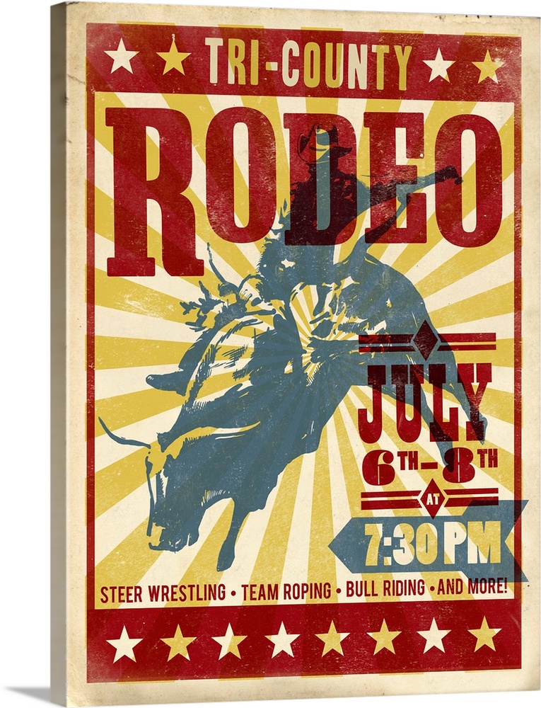 Retro mid-century stylized rodeo poster artwork.