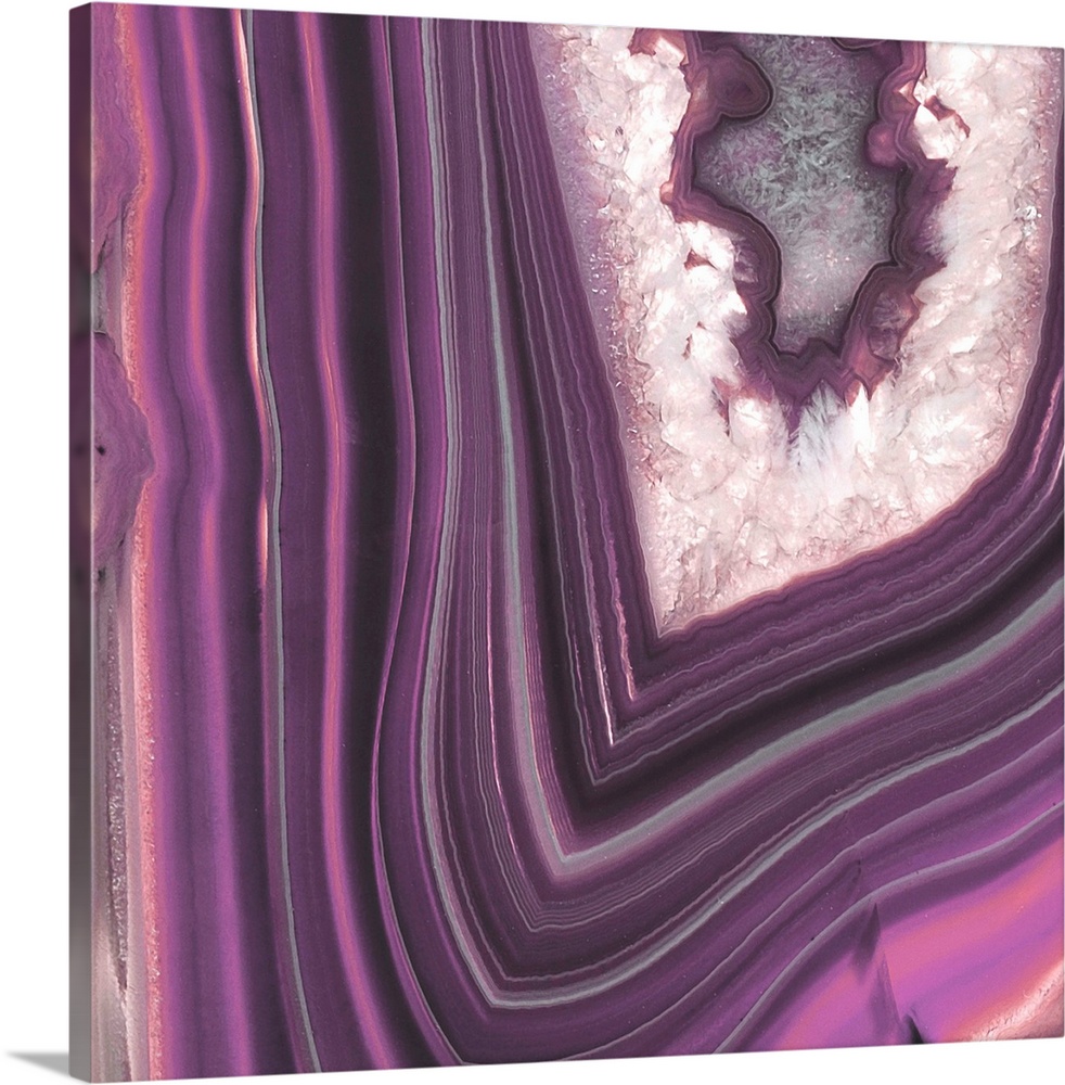 Patterns on a purple polished geode gemstone.