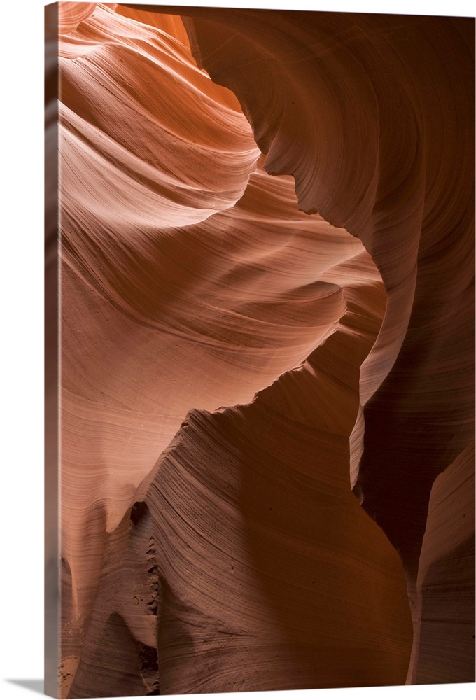 A photograph of a view of the slot canyons of Antelope Canyon in Arizona.
