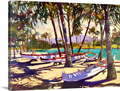 Three Canoes and Palm Shadows