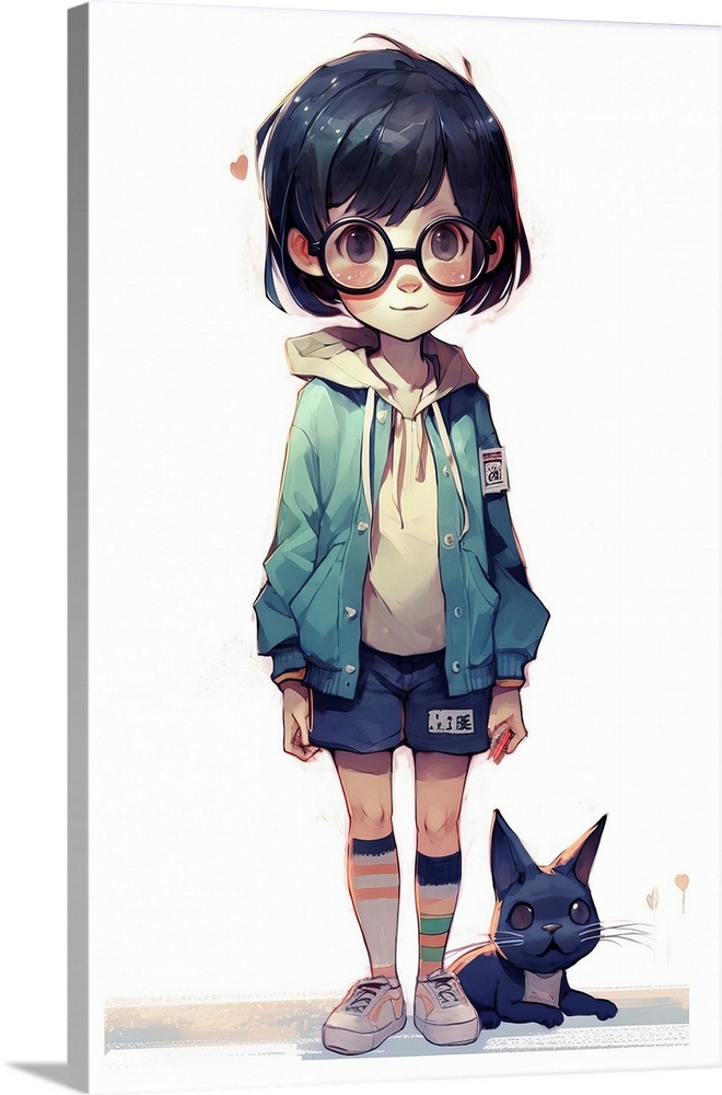 Anime - Girl And Cat