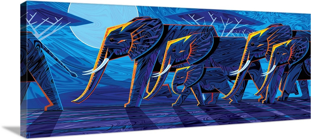 Elephant Walk At Dusk