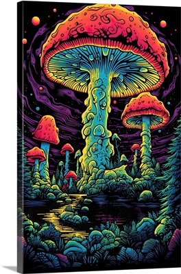 Giant Mushroom Neon Night
