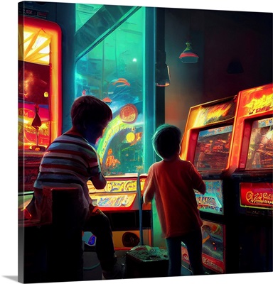 Kids Play At The Arcade