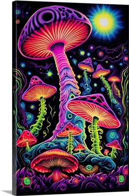 Neon Mushrooms Glowing