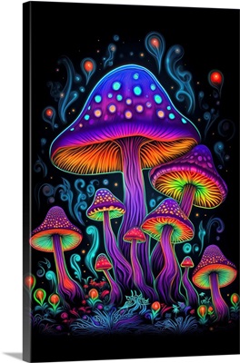 Neon Mushrooms Glowing Purple
