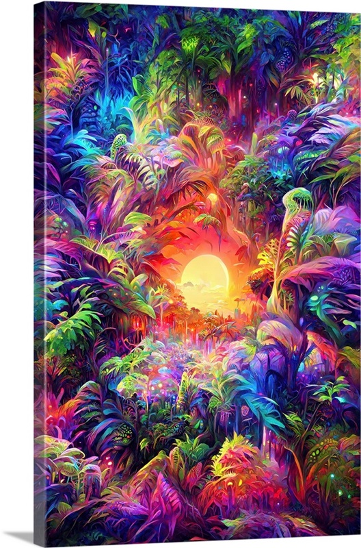 Psychedelic Jungle Sunset | Great Big Canvas