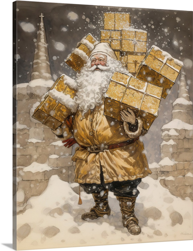 Santa With Gifts Golden