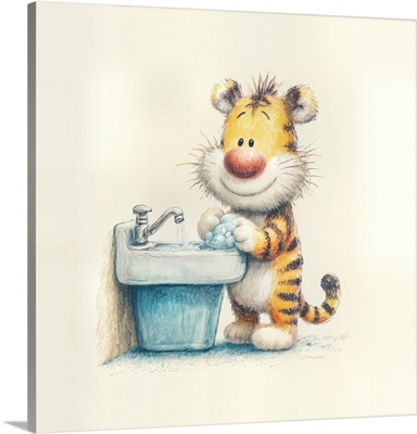 Tiger Washing Hands