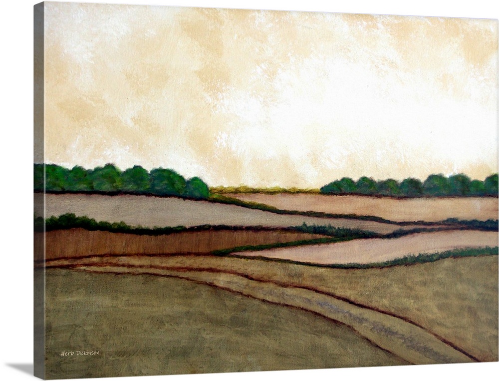 Expressionist/minimalist landscape depicting Devonshire England.