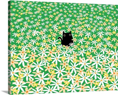 Black Cat In Flower Field image thumbnail