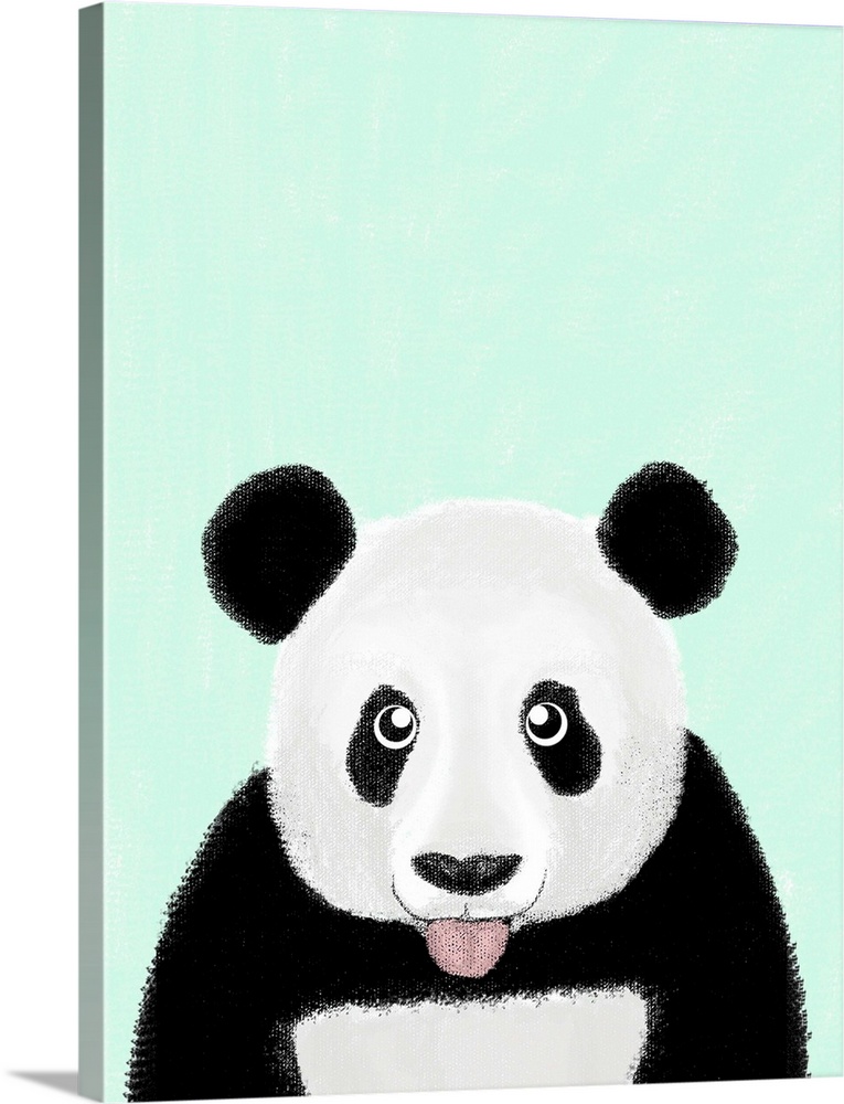 A humorous illustration of a panda with it's tongue out.