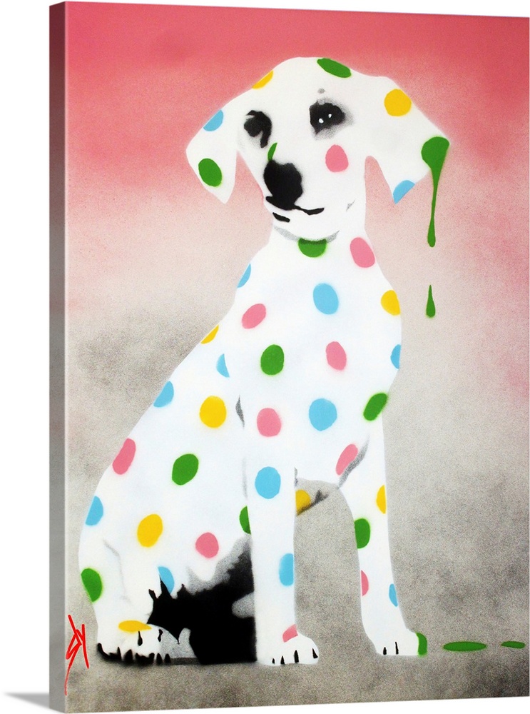Damien's Dotty Spotty Dawg - Pink Wall Art, Canvas Prints, Framed Prints,  Wall Peels