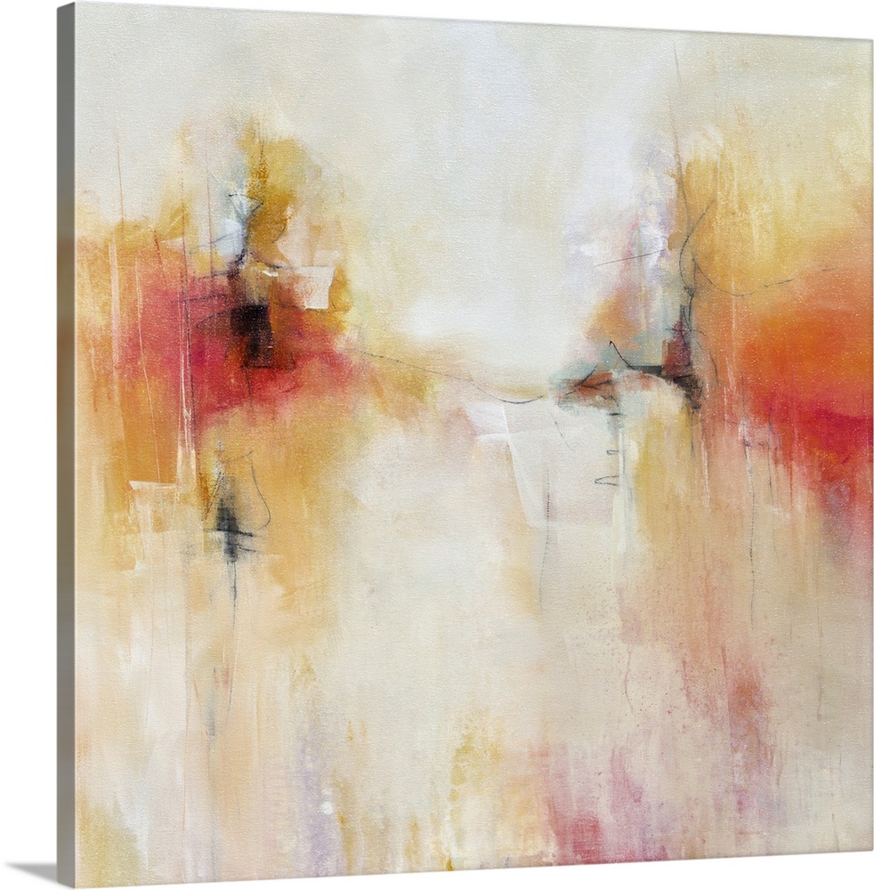 Abstract artwork in fiery orange and yellow shades.
