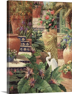 Floral Fractal with Egret