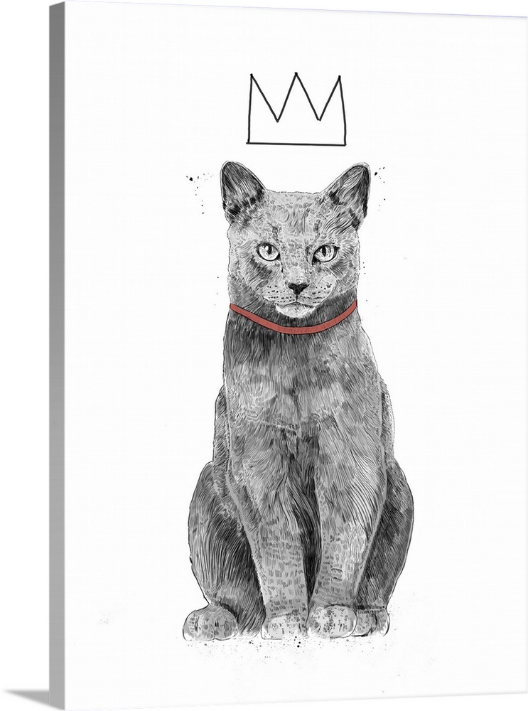 Digital illustration of a cat wearing a crown.