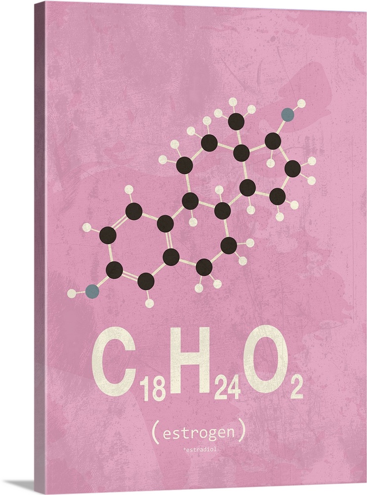 Graphic illustration of the chemical formula for Estrogene.