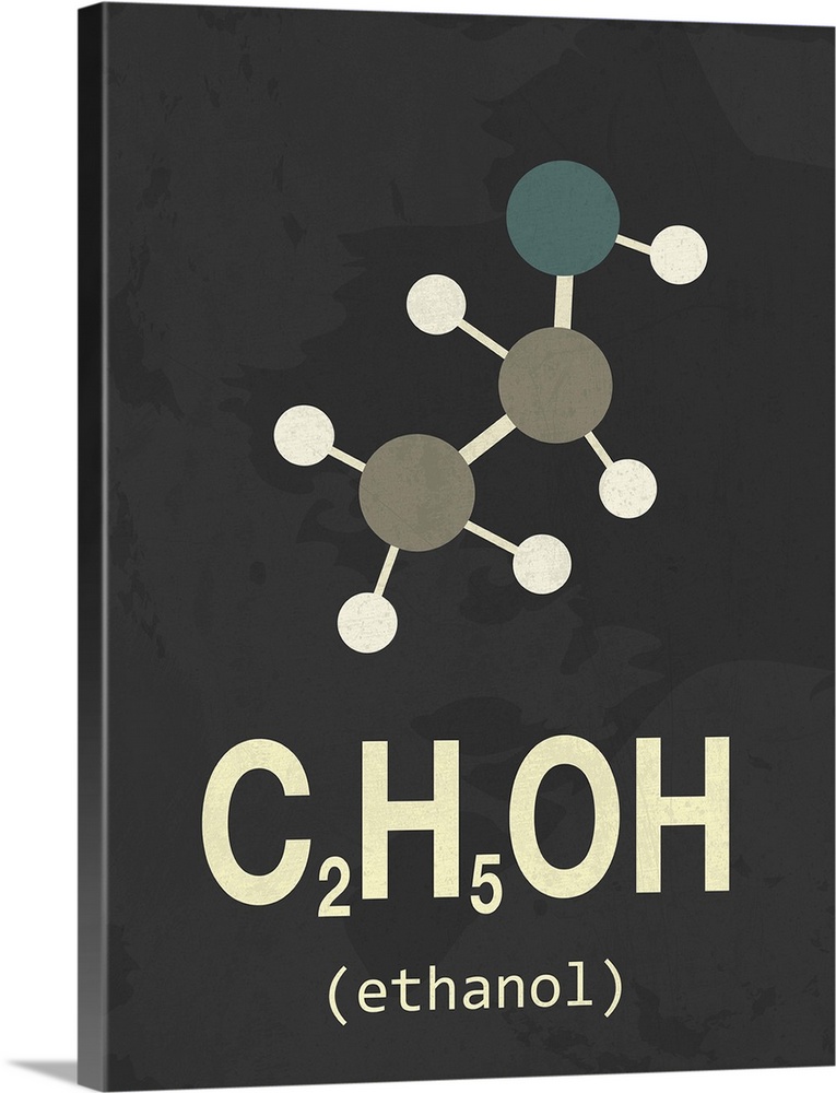 Graphic illustration of the chemical formula for Ethanol.
