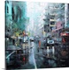 image thumbnail of Contemporary painting of traffic in the streets on a rainy day in Montreal.