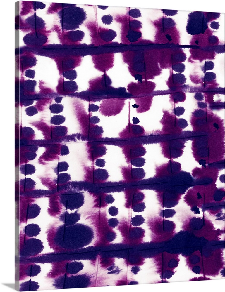 A vertical abstract watercolor painting in deep purple.