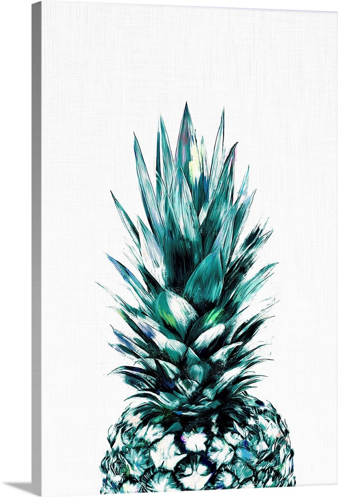 A digital illustration of pineapple in shades of blue and green.
