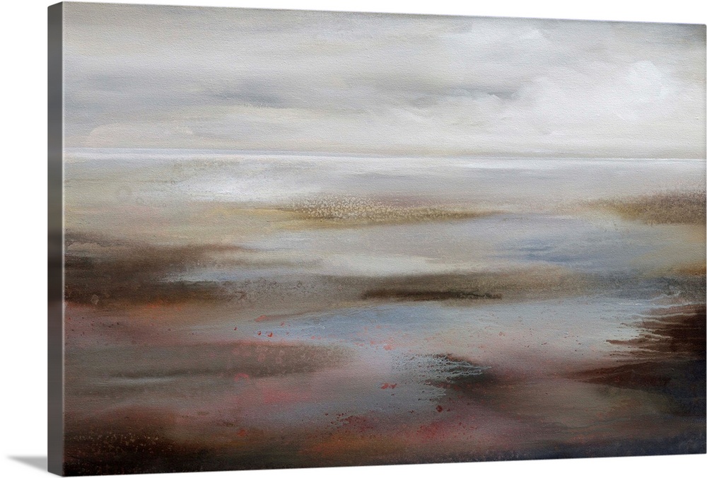 Calm abstract painting in neutral earth tones.