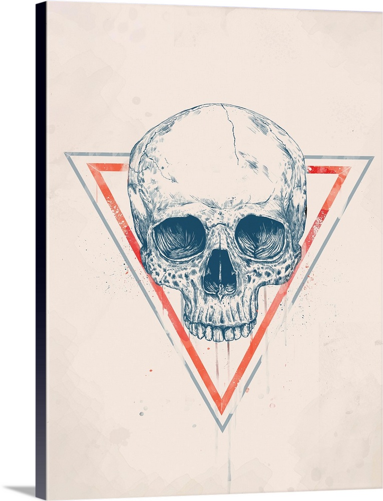 Digital illustration of a skull within a triangle.