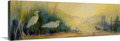 Snowy Egrets and Pilings