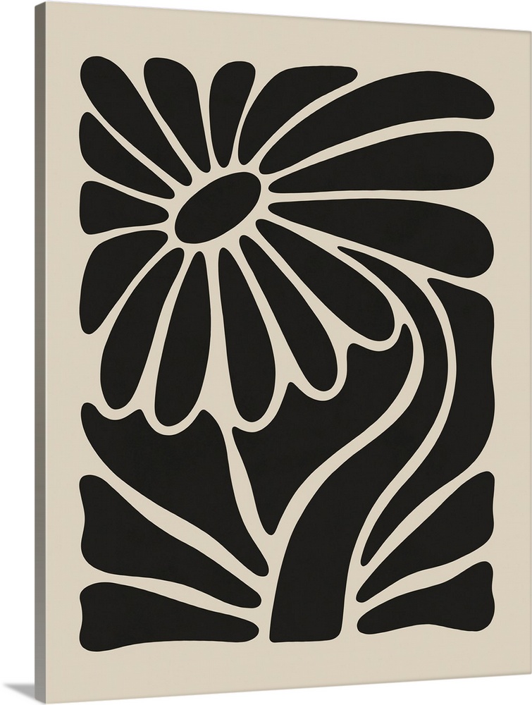 A bold, monochromatic illustration of a flower fitted into a rectangular shape. This would be perfect for a minimalist, mo...