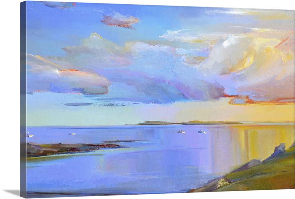 Contemporary landscape painting of a seascape at sunset.