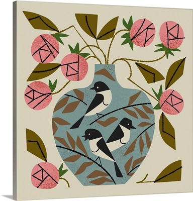 Three Bird Rose Vase