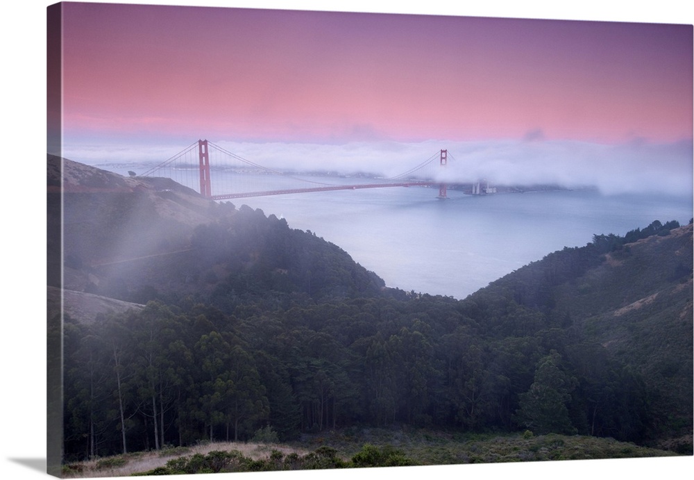 Golden Gate Bridge Twilight Fog, Marin Headlands, California