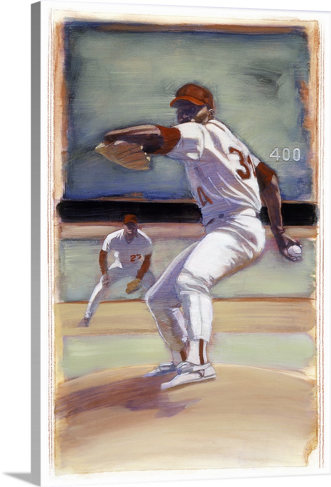 Fine art sports painting of a pitcher on the mound by Bruce Dean.
