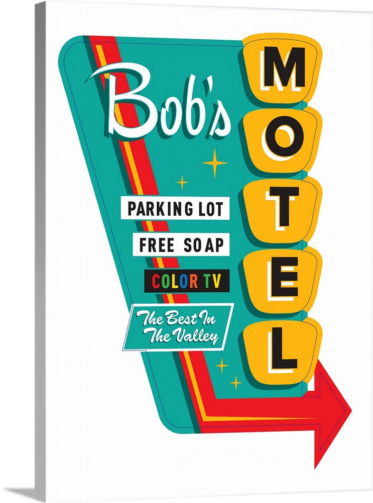 Digital art painting of a poster titled Bob's Motel IN WHITE by JJ Brando.