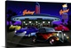 image thumbnail of Digital art painting of the Galaxy Drive-In restaurant with four hot rod cars outside by Helen Flint.