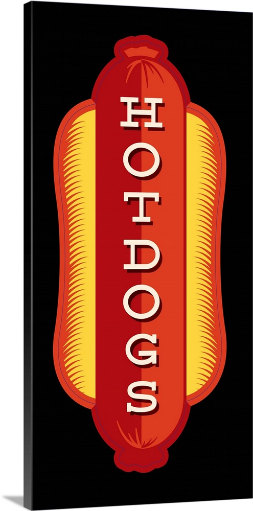 Digital art painting of a poster titled Hotdogs IN BLACK by JJ Brando.