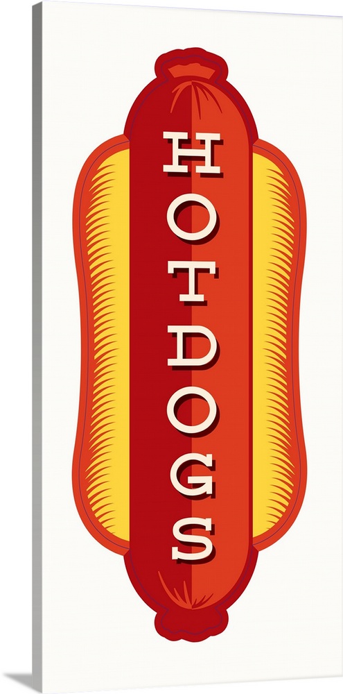 Digital art painting of a poster titled Hotdogs IN WHITE by JJ Brando.