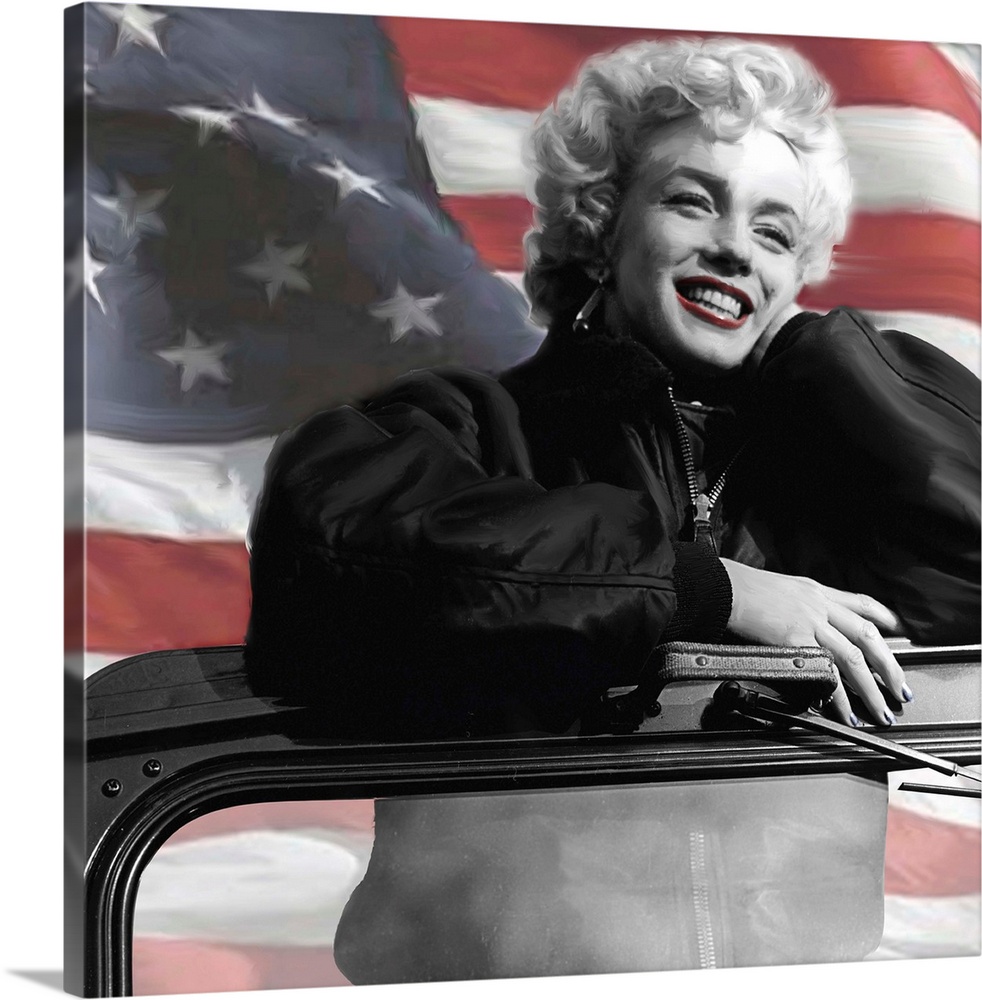 Digital painting of Marilyn Monroe's favorite photo from entertaining the troops during 1954 USO tour in South Korea.