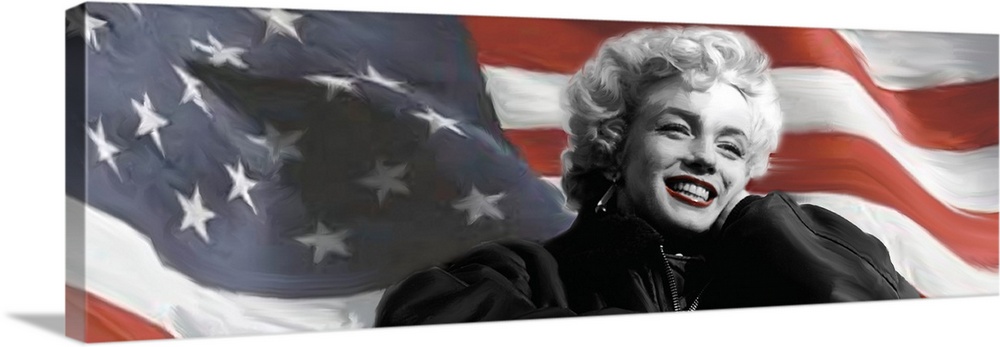 Digital painting of Marilyn Monroe's favorite photo from entertaining the troops during 1954 USO tour in South Korea.