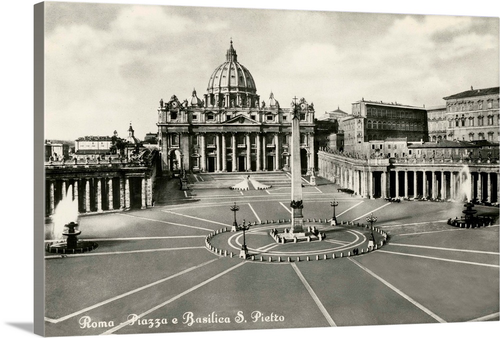 Vintage postcard of St. Peter's Basilica in Vatican City, Italy.