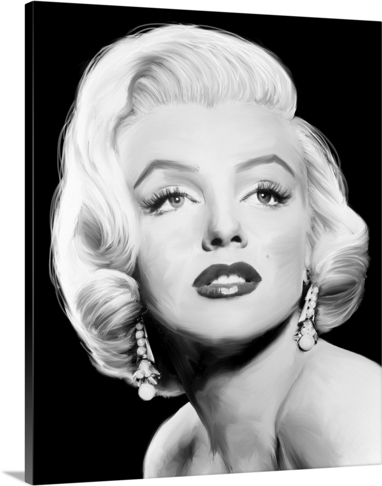 Digital art painting in black and white of Marilyn Monroe in Stardust by Jerry Michaels.